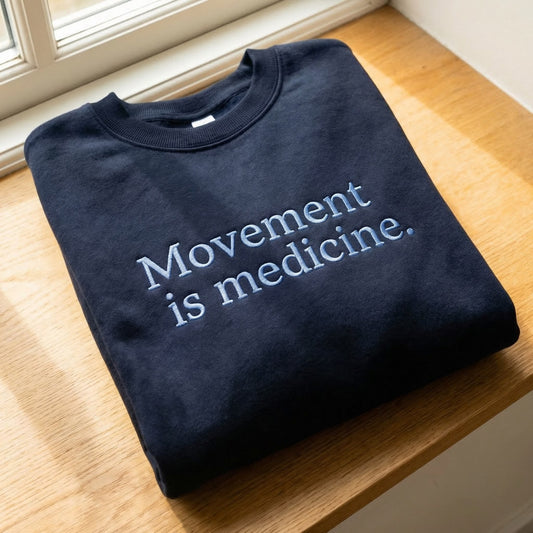 Movement Is Medicine Navy Embroidered Crewneck