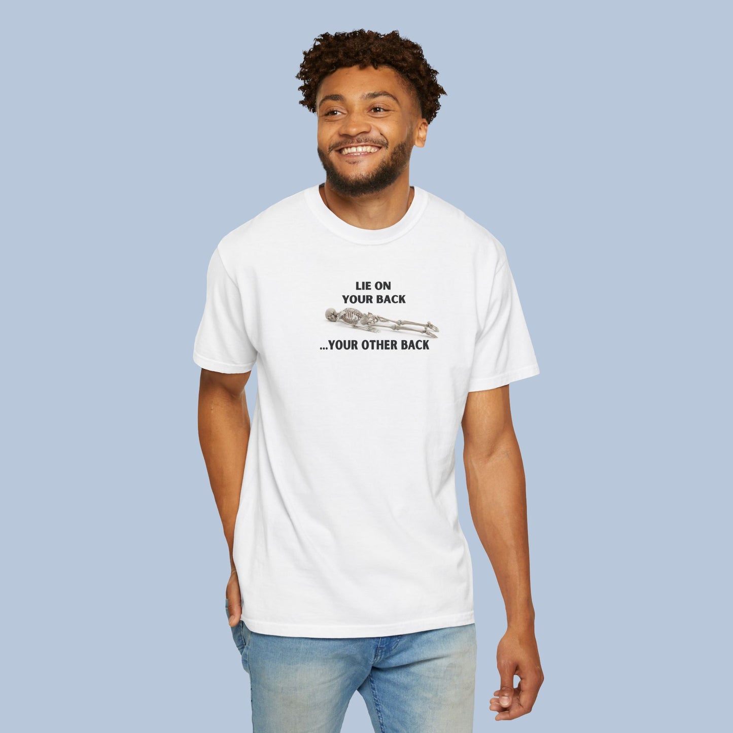 Funny Physical Therapy Shirt | Lie On Your Other Back Skeleton Tee | PT Humor | Outpatient Rehab Gift | Chart Later Club Apparel
